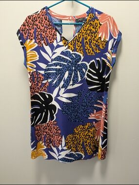 Papaya Leaf Print Mini Dress